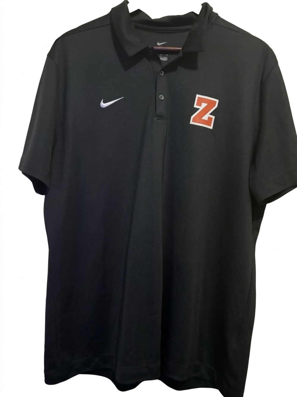 Nike Black Polo with Orange 'Z' Patch and White Swoosh